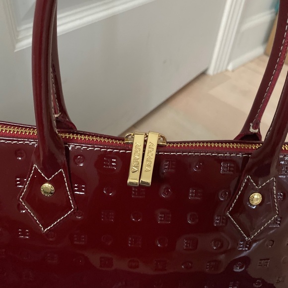 Arcadia polo red patent leather Italian satchel bag - Picture 4 of 13